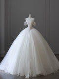 Timeless Bridal Gown Ball Gown Off The Shoulder White Tulle Sequin Long Wedding Dresses Elegant Bridal Gowns HZ1214