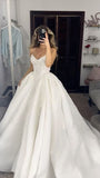 Princess Bridal Dress Ball Gown Sweetheart Sleeveless Satin White Lace Wedding Dresses Pretty Bridal Gowns HZ1214