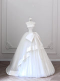 Timeless Bridal Gown Ball Gown Strapless White Tulle Long Wedding Dresses Elegant Bridal Gowns HZ1214