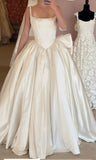 Unique Bridal Gown Ball Gown Square Neck Satin Sleeveless Pleated Wedding Dresses Modest Bridal Gowns HZ1214