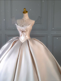 Princess Bridal Dress Ball Gown Sweetheart Sleeveless Satin Light Pink Wedding Dresses Pretty Bridal Gowns HZ1214