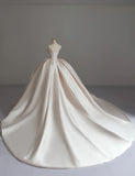 Princess Bridal Dress Ball Gown Sweetheart Sleeveless Satin Light Pink Wedding Dresses Pretty Bridal Gowns HZ1214