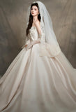 Princess Bridal Dress Ball Gown Sweetheart Sleeveless Satin Light Pink Wedding Dresses Pretty Bridal Gowns HZ1214