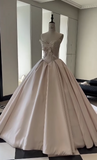 Princess Bridal Dress Ball Gown Sweetheart Sleeveless Satin Light Pink Wedding Dresses Pretty Bridal Gowns HZ1214