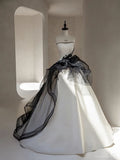 Princess Bridal Dress Ball Gown Sweetheart Sleeveless Satin Black Tulle Wedding Dresses Pretty Bridal Gowns HZ1214