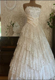 Princess Bridal Dress Ball Gown Strapless Sleeveless Lace White Appliques Wedding Dresses Pretty Bridal Gowns HZ1214