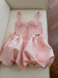 Cute A line Sweetheart Neck Short Pink Satin Formal 8th Grade Homecoming Dresses Summer Middle School Hoco Dress Homecoming Outfits HZ1214