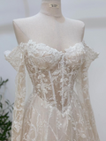 Timeless Bridal Gown Ball Gown Off The Shoulder White Lace Appliques Long Sleeves Wedding Dresses Elegant Bridal Gowns HZ1214