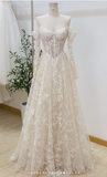Timeless Bridal Gown Ball Gown Off The Shoulder White Lace Appliques Long Sleeves Wedding Dresses Elegant Bridal Gowns HZ1214