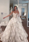 Princess Bridal Dress Ball Gown Sweetheart Sleeveless Lace White Wedding Dresses Pretty Bridal Gowns HZ1214