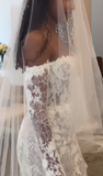 Timeless Bridal Gown Mermaid Off The Shoulder White Lace Long Sleeves Wedding Dresses Elegant Bridal Gowns HZ1214