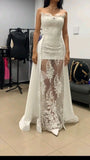 Princess Bridal Dress Sheath Sweetheart Sleeveless Lace White Wedding Dresses Pretty Bridal Gowns HZ1214