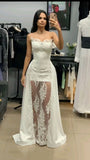 Princess Bridal Dress Sheath Sweetheart Sleeveless Lace White Wedding Dresses Pretty Bridal Gowns HZ1214