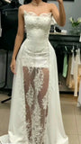 Princess Bridal Dress Sheath Sweetheart Sleeveless Lace White Wedding Dresses Pretty Bridal Gowns HZ1214