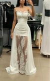 Princess Bridal Dress Sheath Sweetheart Sleeveless Lace White Wedding Dresses Pretty Bridal Gowns HZ1214