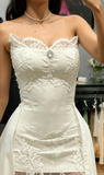 Princess Bridal Dress Sheath Sweetheart Sleeveless Lace White Wedding Dresses Pretty Bridal Gowns HZ1214