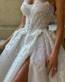 Unique Bridal Gown Ball Gown Sweetheart Tulle Sleeveless White Lace Wedding Dresses Modest Bridal Gowns HZ1214