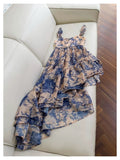 Cute High Low Square Neck Chiffon Blue Floral Formal 8th Grade Homecoming Dresses Summer Middle School Hoco Dress Homecoming Outfits HZ1214