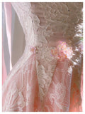 Cute A line Square Neck Lace Pink Formal 8th Grade Homecoming Dresses Summer Middle School Hoco Dress Homecoming Outfits HZ1214
