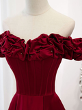Niulatu Off Shoulder Satin Long Prom Dress Satin Evening Dress HZ1007