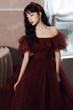 Niulatu Off The Shoulder Tulle Line Prom Dress Evening Dress HZ1007