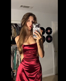 Cute Sheath Burgundy Satin Short Summer Birthday Dress Hoco Dress Birthday Outfit 19th Birthday Mini Party Dresses HZ1214