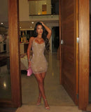 Sexy Sheath Champagne Short Summer Birthday Dress Hoco Dress Birthday Outfit 19th Birthday Mini Party Dresses HZ1214