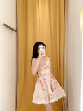 Sexy A Line Spaghetti Straps Pink Floral Short Summer Birthday Dress Hoco Dress Birthday Outfit 18th Birthday Mini Party Dresses HZ1214