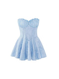 Cute A line Strapless Blue Lace Short Summer Birthday Dress Hoco Dress Birthday Outfit 18th Birthday Mini Party Dresses HZ1214