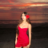 Sexy Sheath Spaghetti Straps Red Sequin Short Summer Birthday Dress Hoco Dress Birthday Outfit 18th Birthday Mini Party Dresses HZ1214