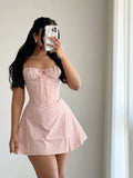 Cute A Line Spaghetti Straps Pink Short Summer Birthday Dress Hoco Dress Birthday Outfit 18th Birthday Mini Party Dresses HZ1214