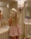 Cute A Line Strapless Pink Satin Short Summer Birthday Dress Hoco Dress Birthday Outfit 18th Birthday Mini Party Dresses HZ1214