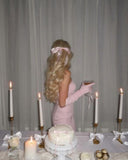 Cute Sheath Strapless Pink Satin Short Summer Birthday Dress Hoco Dress Birthday Outfit 19th Birthday Mini Party Dresses HZ1214