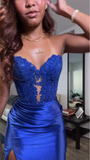 Elegant Sheath Royal Blue Sweetheart Long Birthday Dress Prom Dress Baddie Summer 20th Birthday Outfit HZ1214