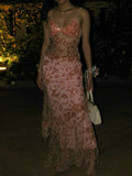 Elegant Mermaid Spaghetti Straps Sequin Pink Long Birthday Dress Prom Dress Baddie Summer 20th Birthday Outfit HZ1214