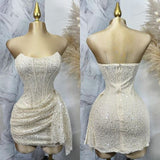 Sexy Sheath Strapless Sequin Short Summer 20th Birthday Dress Hoco Dress Birthday Outfit 18th Birthday Mini Party Dresses HZ1214