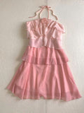 Pretty A line Halter Pink Ruffles Chiffon Sleeveless Summer Birthday Dress Hoco Dress Birthday Outfit 19th Birthday Mini Cocktail Dresses HZ1214