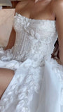 Ethereal Wedding Dress Ball Gown Strapless Lace White Wedding Dresses Corset Bridal Gowns HZ1214