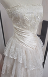 Princess Bridal Dress Ball Gown Strapless Sleeveless Lace White Appliques Wedding Dresses Pretty Bridal Gowns HZ1214