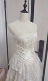 Princess Bridal Dress Ball Gown Strapless Sleeveless Lace White Appliques Wedding Dresses Pretty Bridal Gowns HZ1214