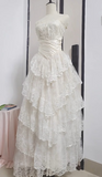 Princess Bridal Dress Ball Gown Strapless Sleeveless Lace White Appliques Wedding Dresses Pretty Bridal Gowns HZ1214