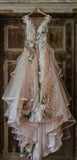 Vintage Bridal Gown Ball Gown V Neck Lace Wedding Dresses Minimalist Bridal Gowns HZ1214