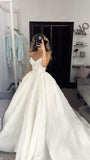 Romantic Bridal Gown Ball Gown Sweetheart Satin White Lace Wedding Dresses Minimalist Bridal Gowns HZ1214