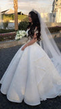 Vintage Bridal Gown Ball Gown Off The Shoulder White Lace Wedding Dresses Minimalist Bridal Gowns HZ1214
