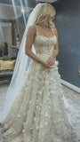 Romantic Bridal Gown Ball Gown Spaghetti Straps Lace Wedding Dresses Minimalist Bridal Gowns HZ1214