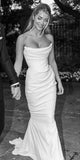 Romantic Bridal Gown Mermaid Strapless White Ruffles Wedding Dresses Minimalist Bridal Gowns HZ1214