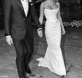 Romantic Bridal Gown Mermaid Strapless White Ruffles Wedding Dresses Minimalist Bridal Gowns HZ1214