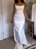 Romantic Bridal Gown Mermaid Strapless White Ruffles Wedding Dresses Minimalist Bridal Gowns HZ1214