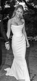 Romantic Bridal Gown Mermaid Strapless White Ruffles Wedding Dresses Minimalist Bridal Gowns HZ1214