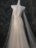 Vintage Bridal Gown Mermaid Strapless White Tulle Long Sleeves Wedding Dresses Minimalist Bridal Gowns HZ1214